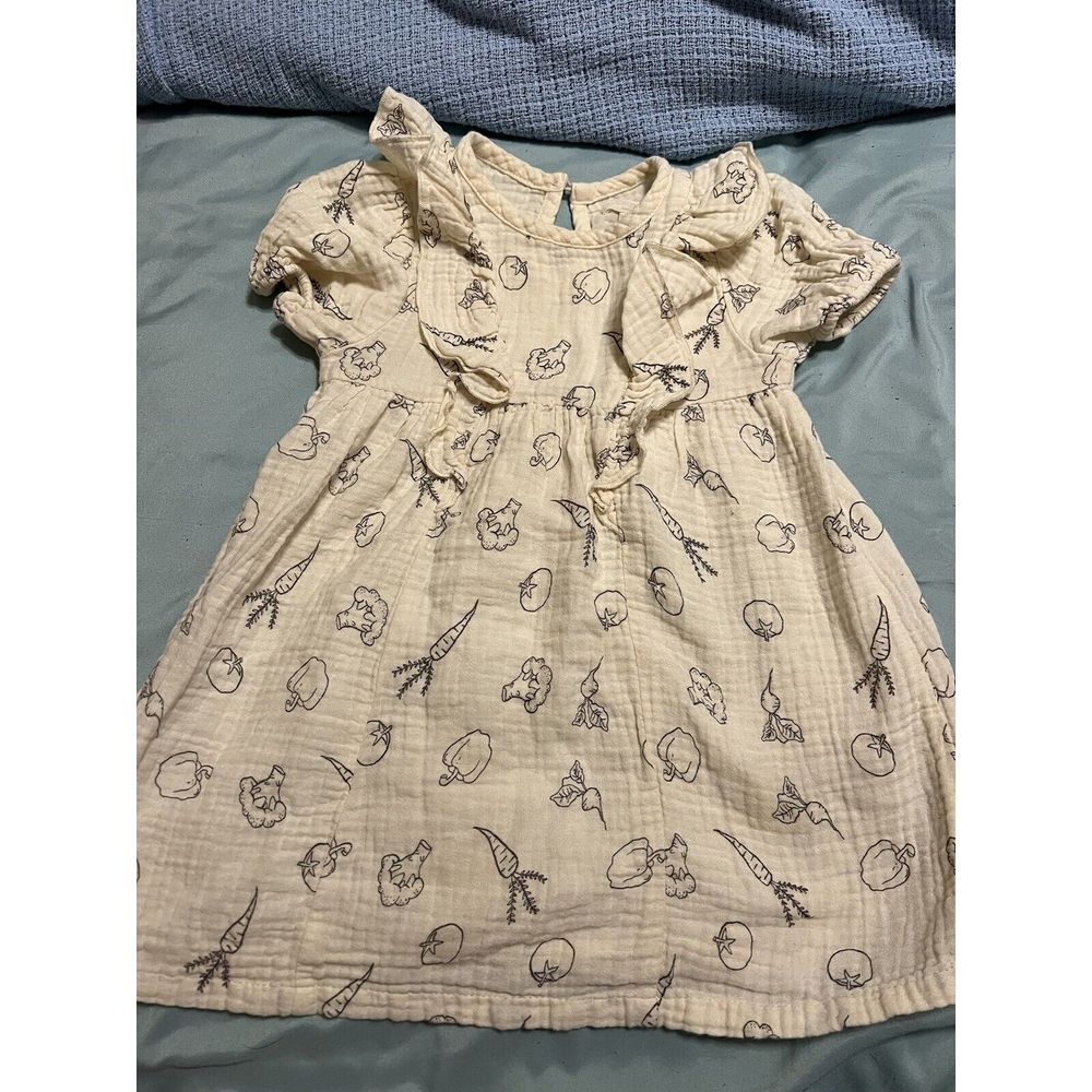 Grayson Collective 100% Cotton Veggie Dress Cream Color 2T‎